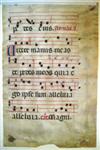 MANUSCRIPT LEAF GOD AS CHRIST-LOGOS. Vellum leaf from Latin antiphonary with historiated initial E. Bologna, 14th century